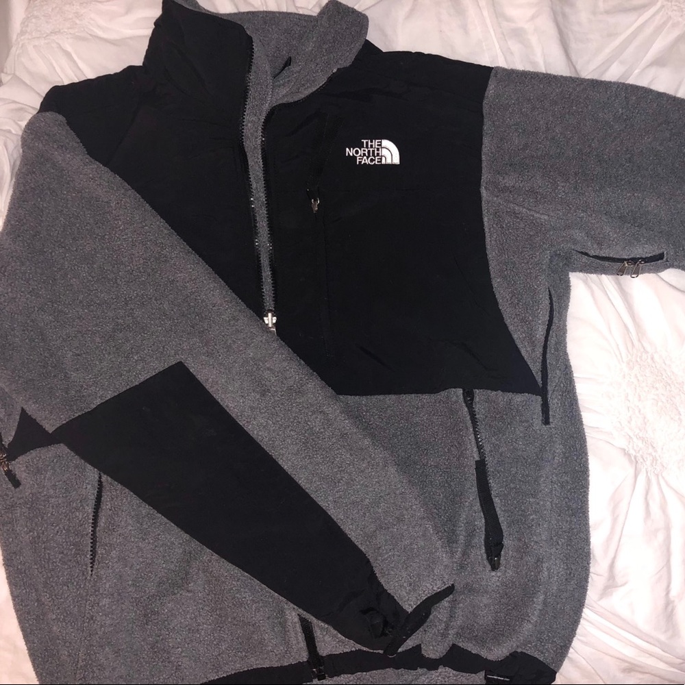North Face Denali Jacket; grey and black size L